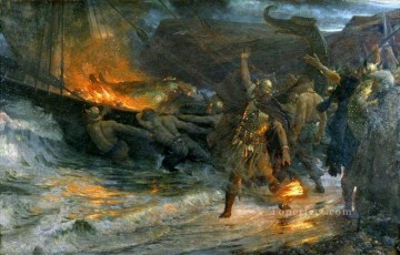 el funeral de un vikingo victoriano Frank Dicksee Pinturas al óleo